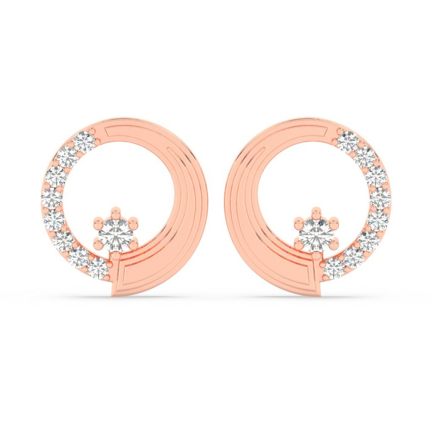 Rose Gold Zircon Studded Circle Earrings