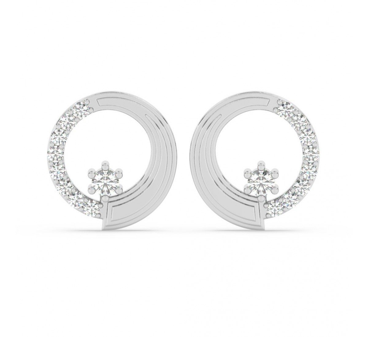 Silver Zircon Studded Circle Earrings