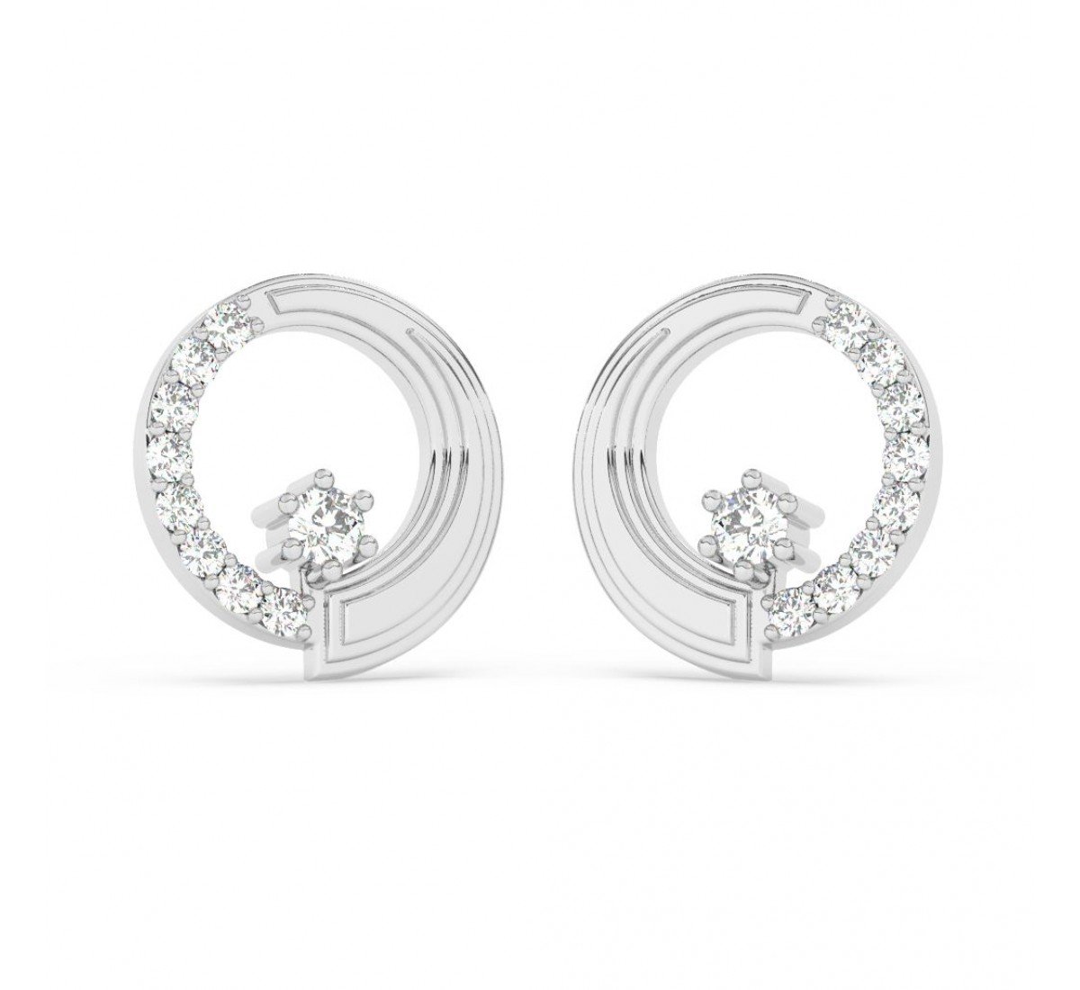 Silver Zircon Studded Circle Earrings
