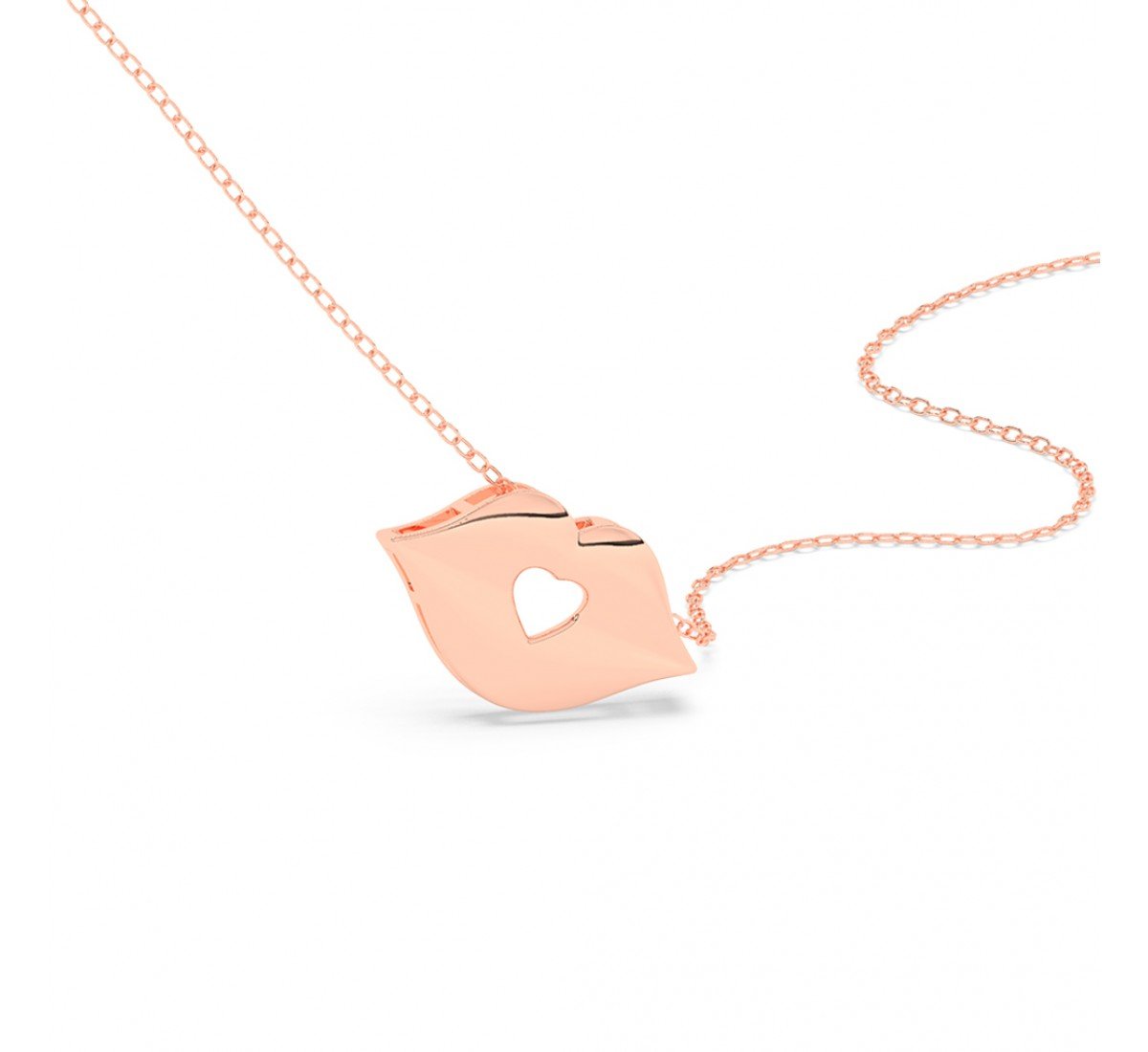Rose Gold Lips Pendant With Link Chain