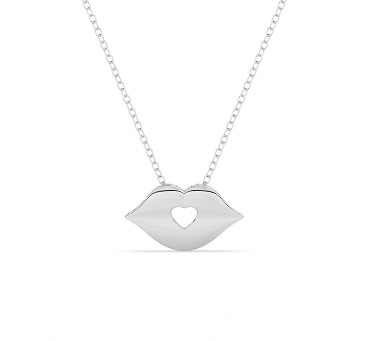 Silver Lips Pendant With Link Chain