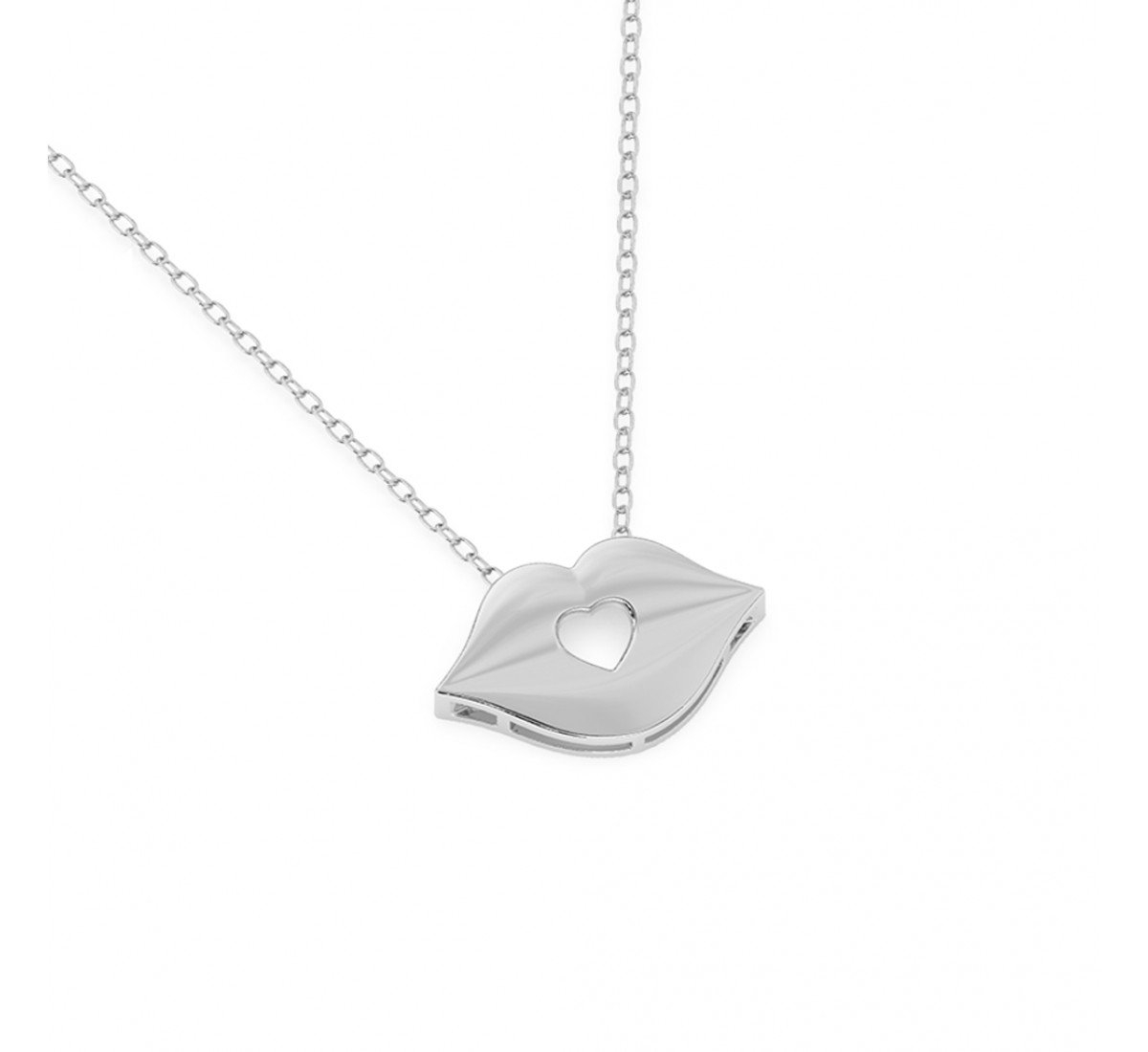 Silver Lips Pendant With Link Chain