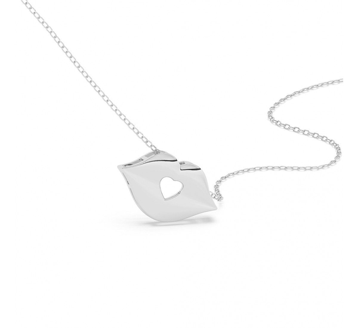 Silver Lips Pendant With Link Chain