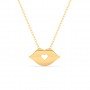 Gold Lips Pendant With Link Chain