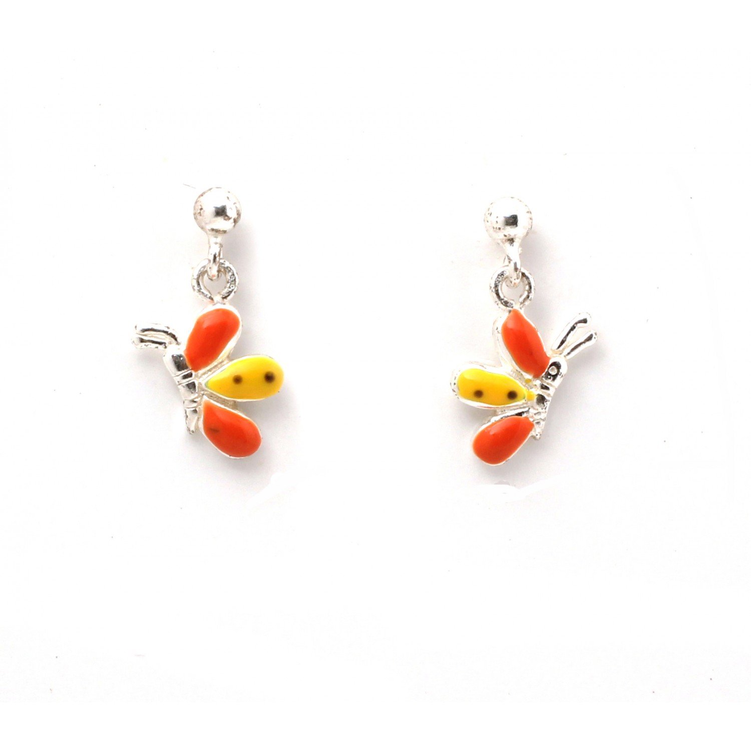 Silver Butterfly Kids Drop Earrings