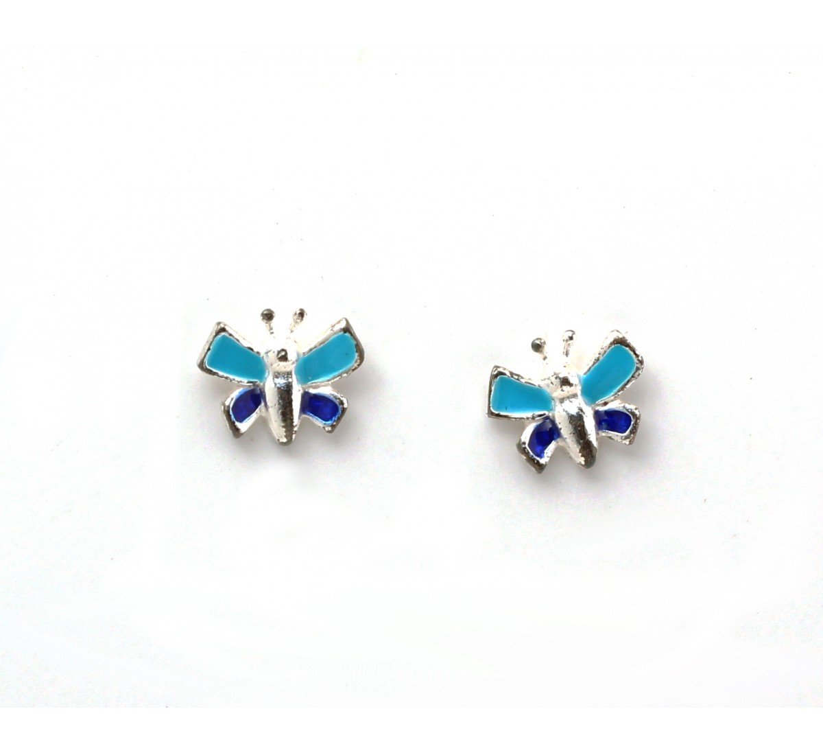 Silver Blue Butterfly Kids Earrings