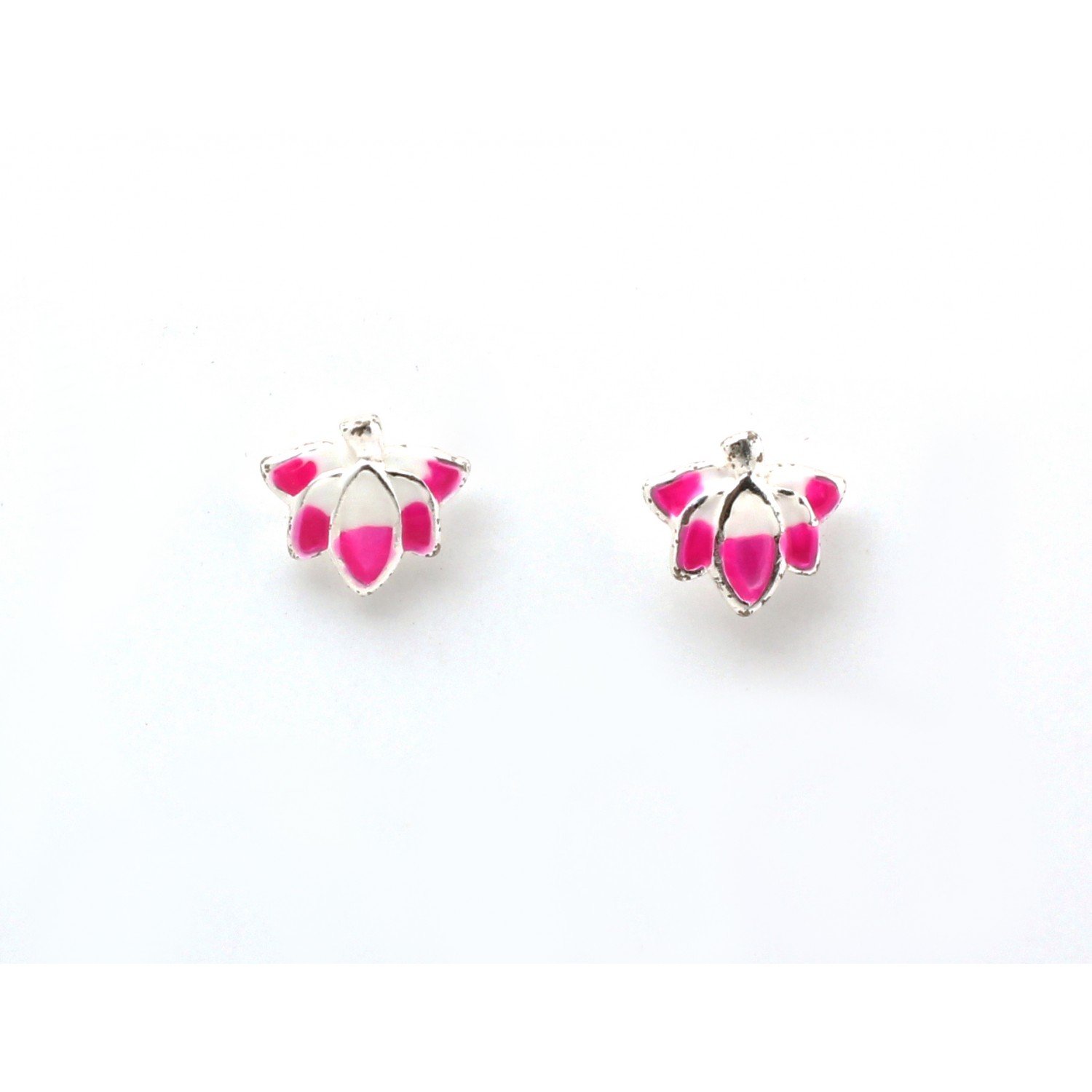Silver Pink Flower Kids Drop Earrings