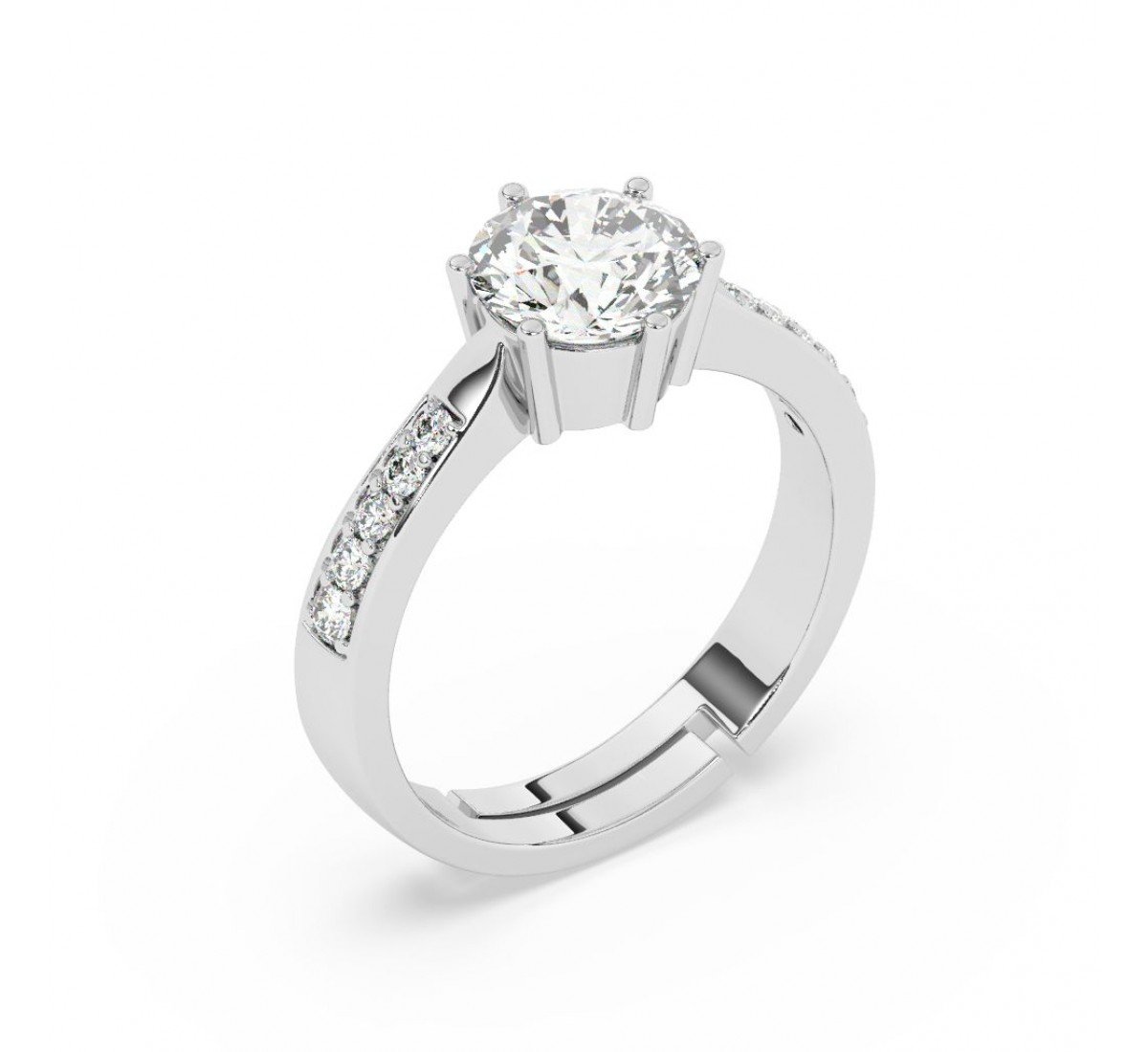 Silver Classic Zircon Solitare Ring
