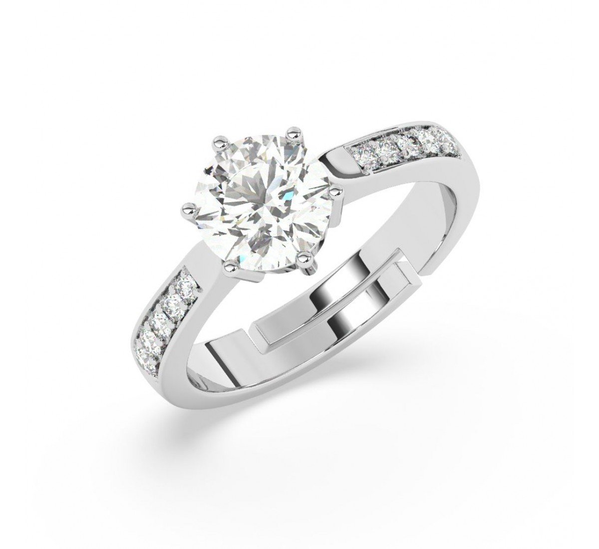 Silver Classic Zircon Solitare Ring