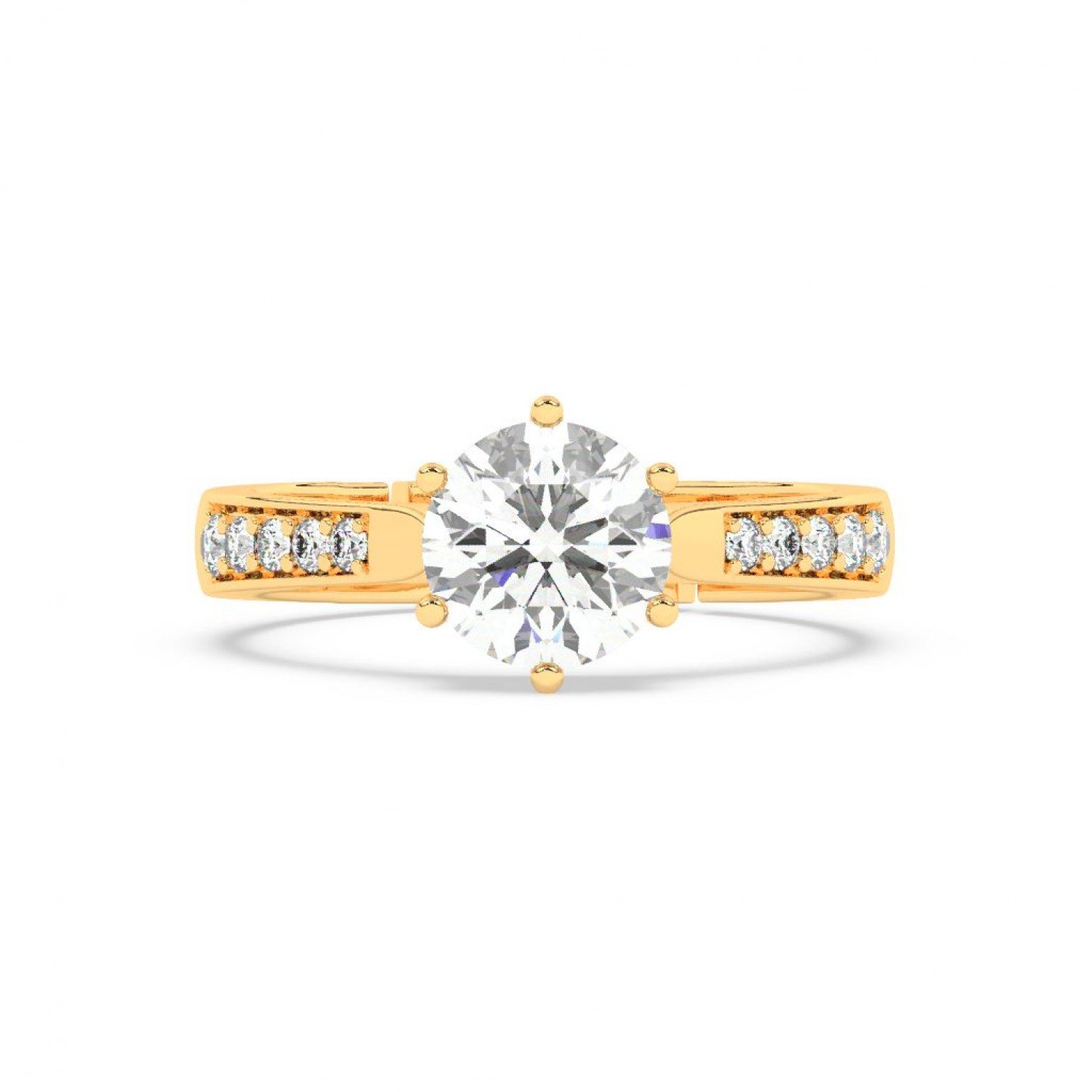 Gold Classic Zircon Solitare Ring