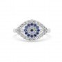 Silver Radiant Blue Stone Studded Evil Eye Ring