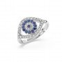 Silver Radiant Blue Stone Studded Evil Eye Ring