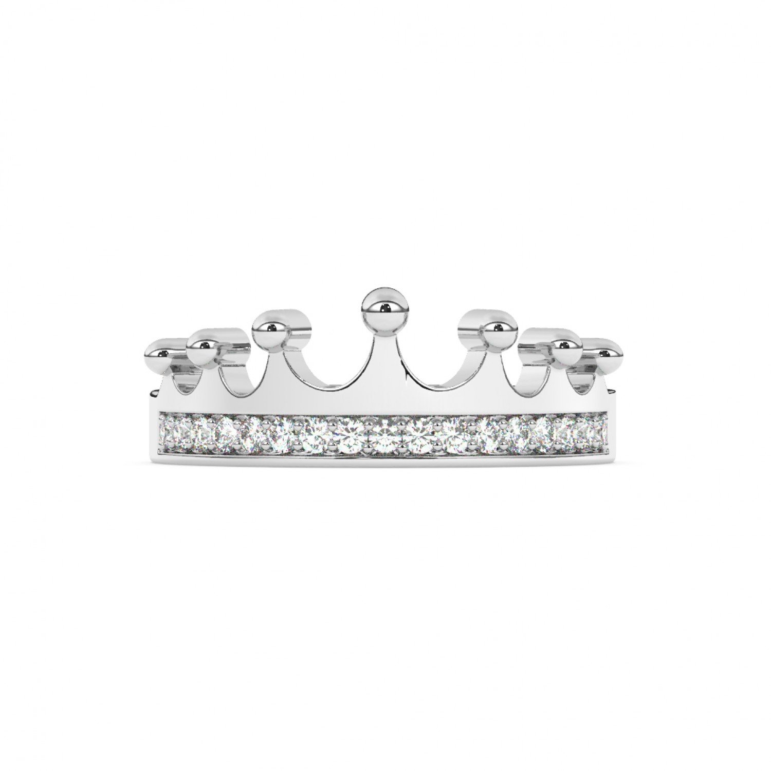 Silver Zircon Crown Ring