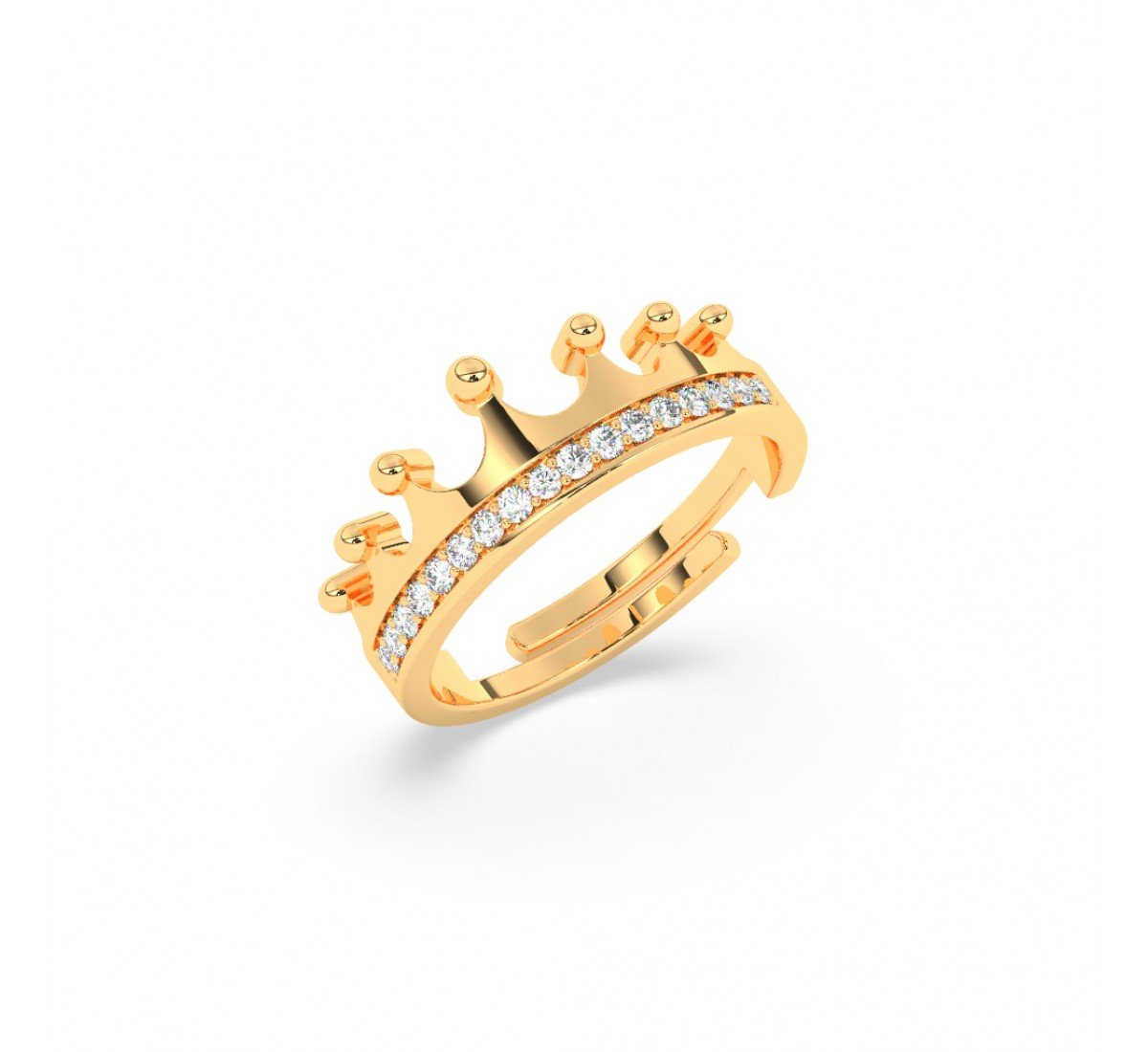 Gold Zircon Crown Ring