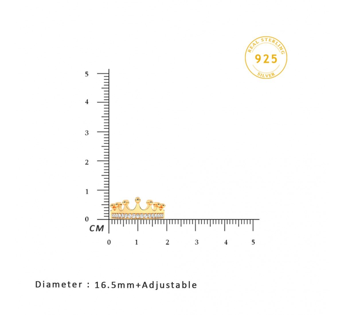 Gold Zircon Crown Ring