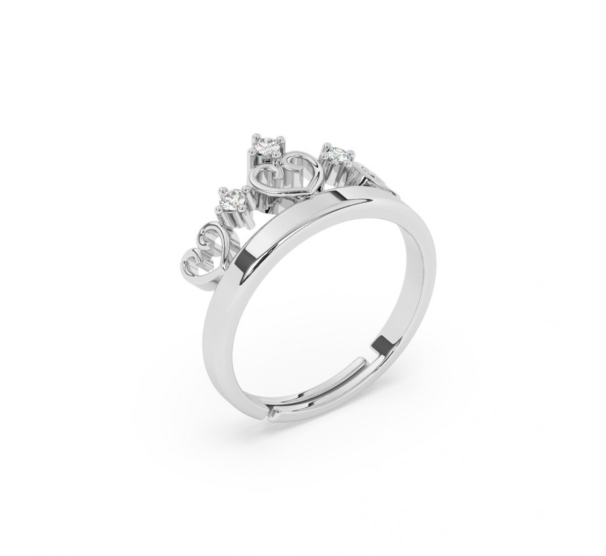 Silver Zircon Stud Crown Ring
