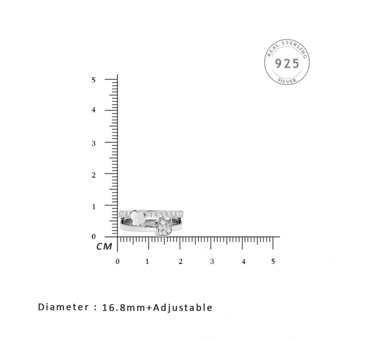 Silver Heart With Studded Zircon Band