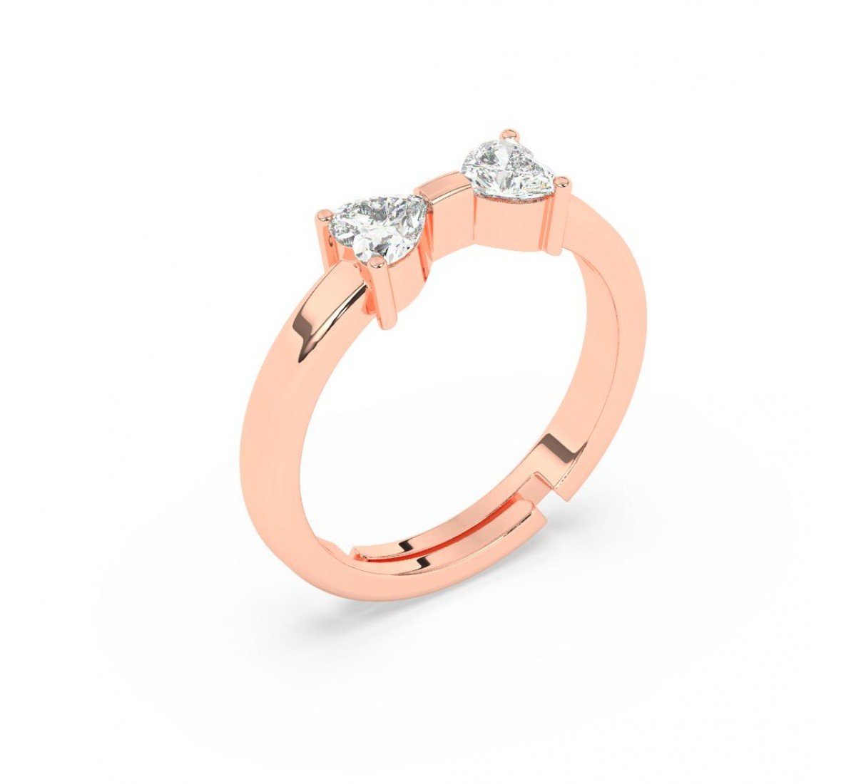 Rose Gold Dual Heart Stone Ring