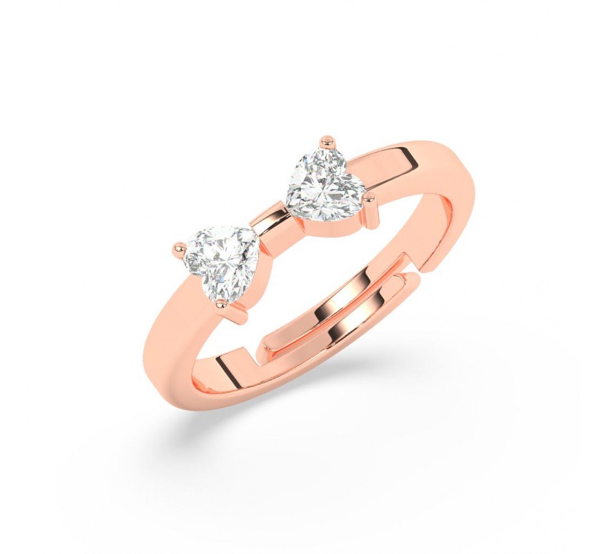 Rose Gold Dual Heart Stone Ring
