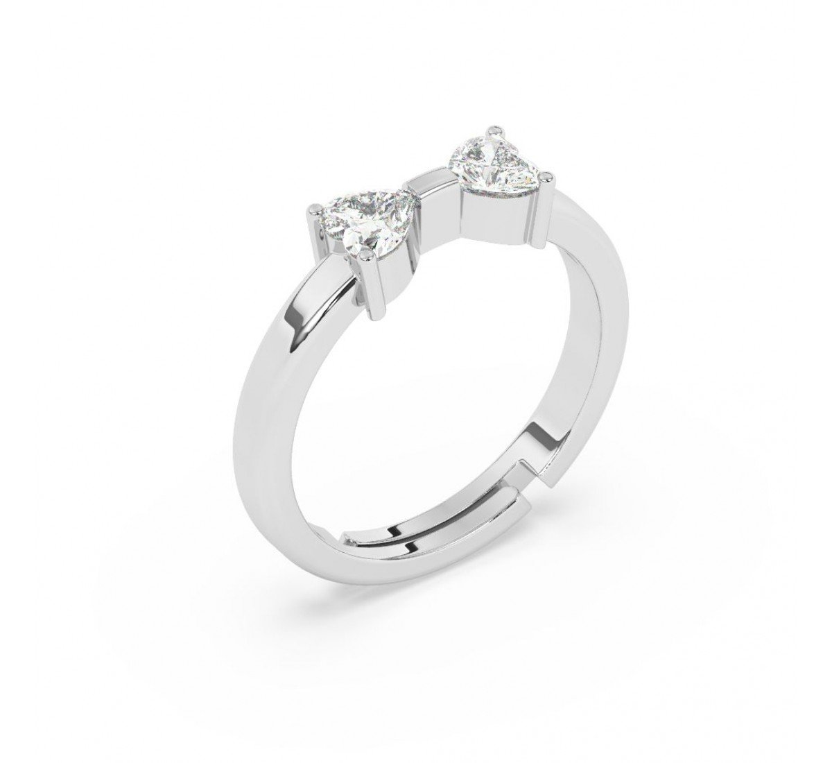 Silver Dual Heart Stone Ring