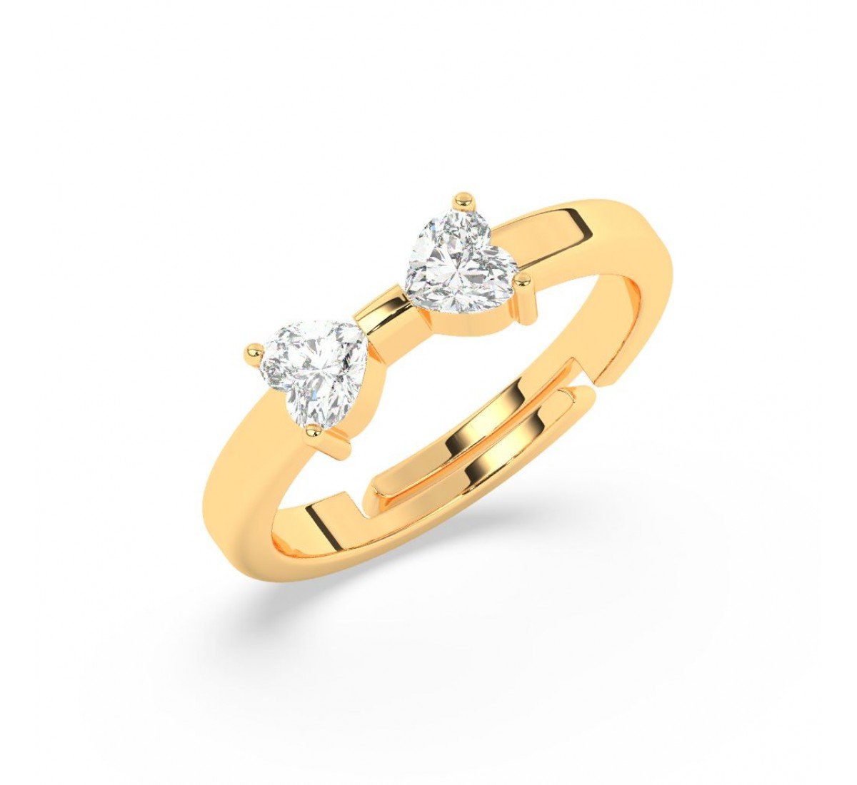 Gold Dual Heart Stone Ring