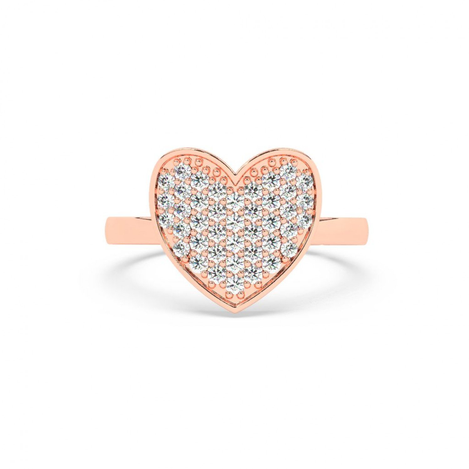 Rose Gold Zircon Studded Heart Ring
