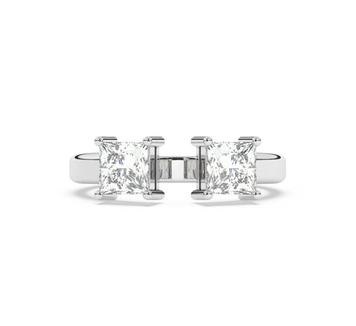 Silver Dual Princess Stone Ring