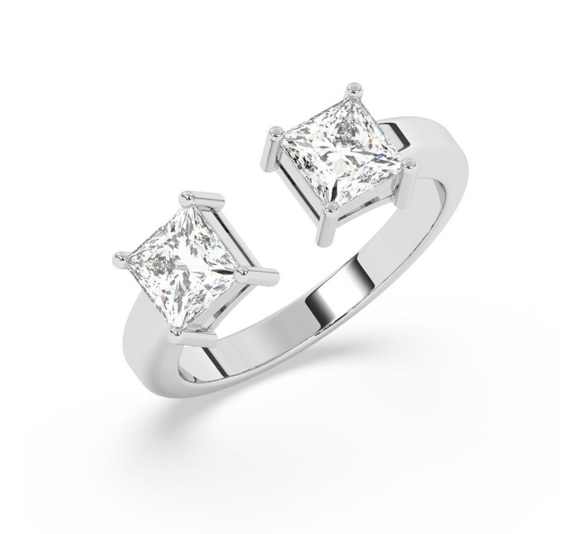 Silver Dual Princess Stone Ring