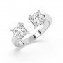 Silver Dual Princess Stone Ring