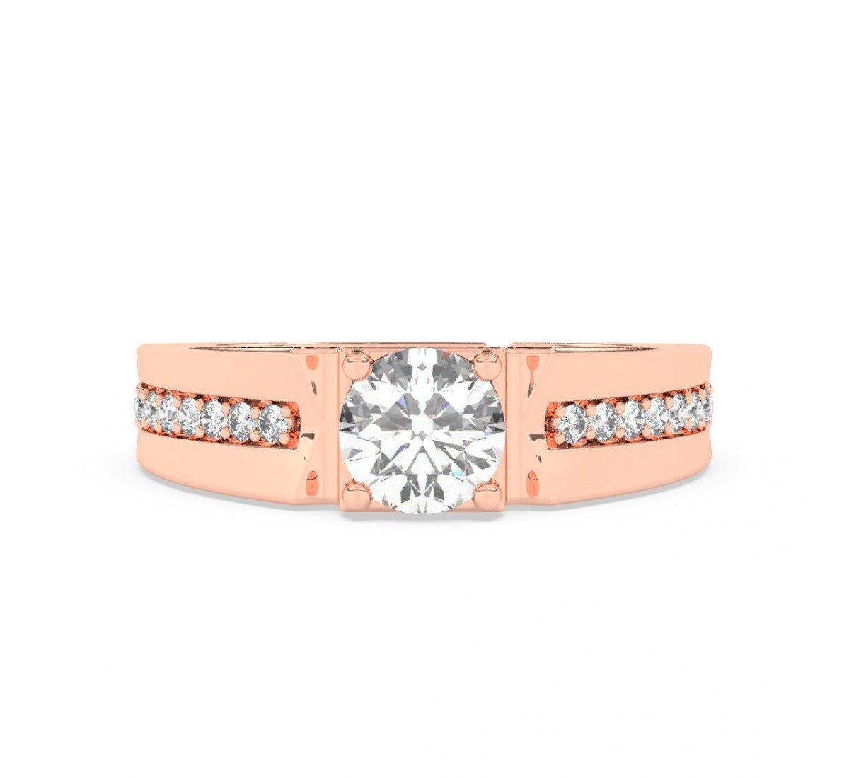 Rose Gold Classic Solitare Ring For Men