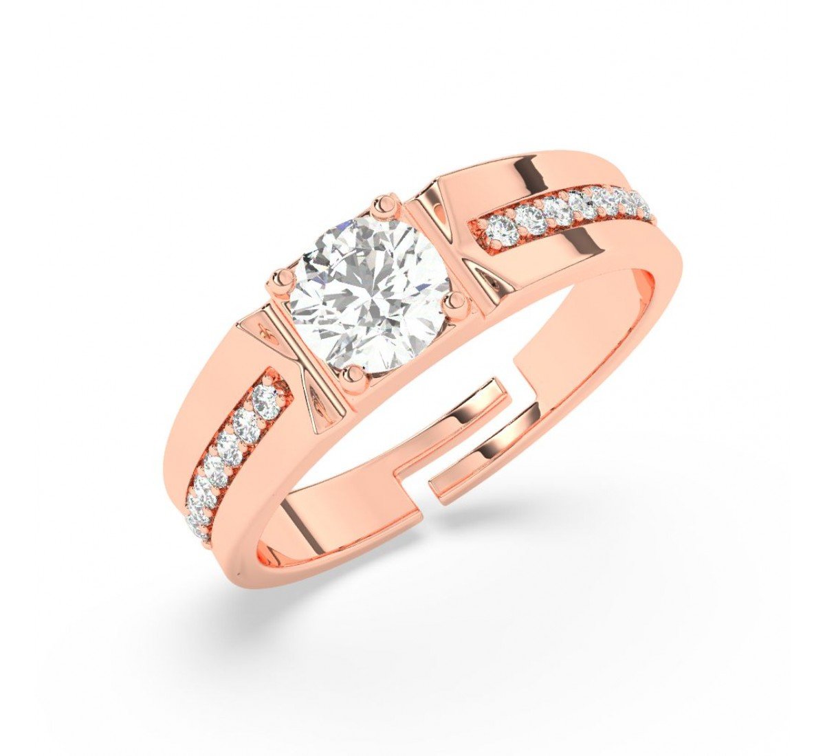Rose Gold Classic Solitare Ring For Men