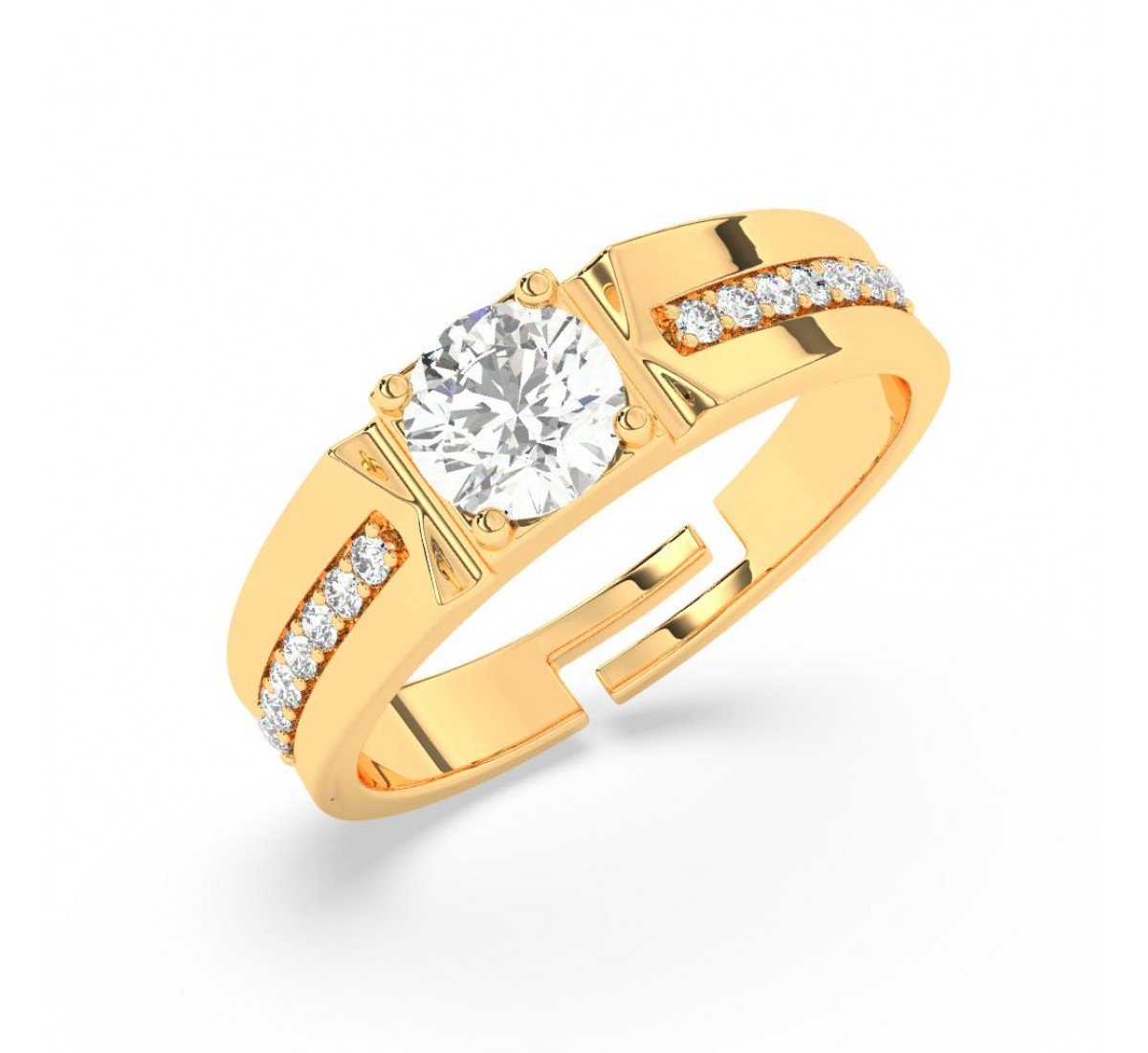 Gold Classic Solitare Ring For Men