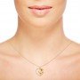 Golden Mother Child Embrace Pendant With Link Chain