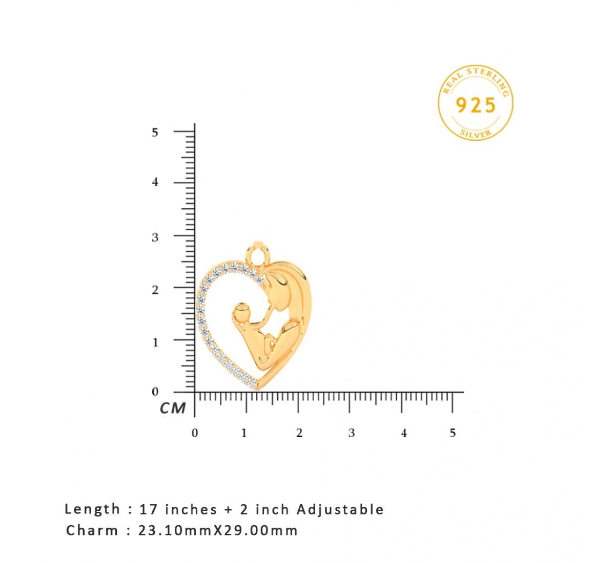 Golden Mother Child Embrace Pendant With Link Chain