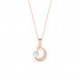 Rose Gold Pearl Crescent Pendant With Link Chain