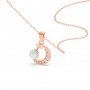 Rose Gold Pearl Crescent Pendant With Link Chain