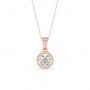 Rose Gold Zircon Round Solitaire Pendant With Link Chain