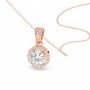 Rose Gold Zircon Round Solitaire Pendant With Link Chain