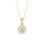 Gold Zircon Round Solitaire Pendant With Link Chain