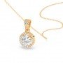 Gold Zircon Round Solitaire Pendant With Link Chain