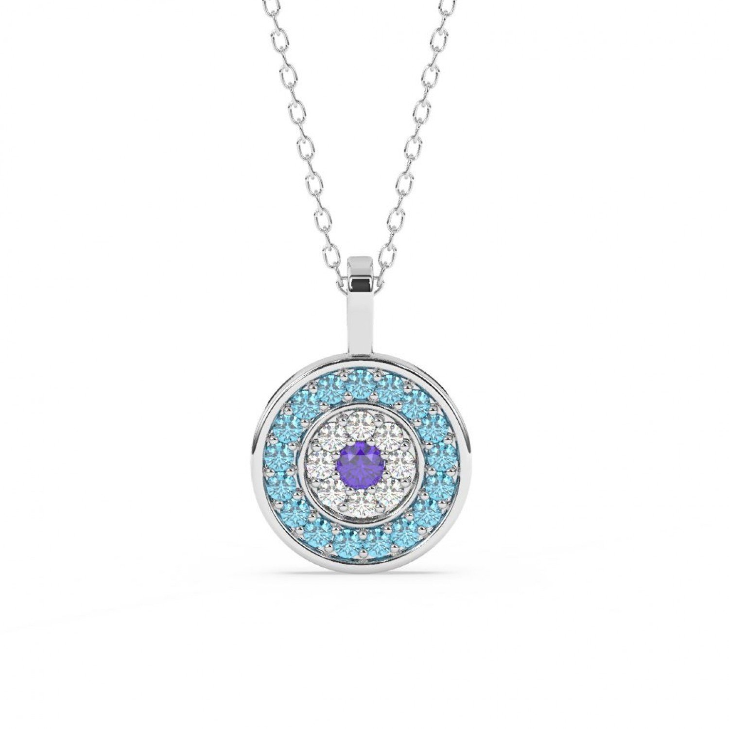 Silver Radiant Blue Disk Pendant