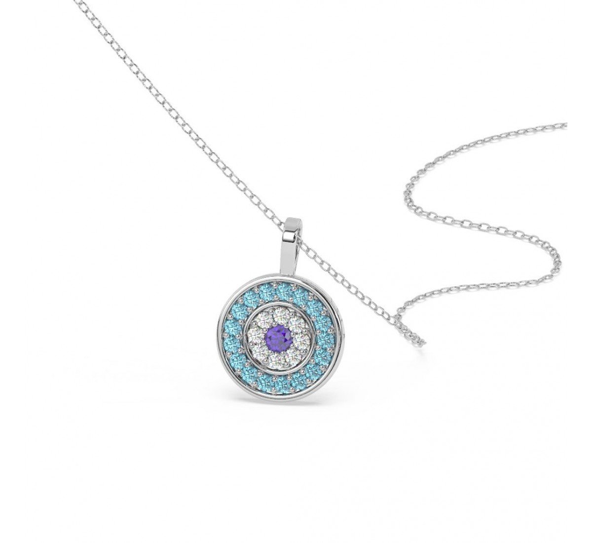 Silver Radiant Blue Disk Pendant