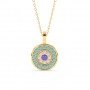 Gold Radiant Blue Disk Pendant