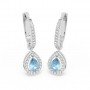 Silver Sparkling Blue Stone Hoop Earrings