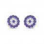 Silver Radiant Blue With Zircon Disk Earrings