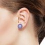 Silver Radiant Blue With Zircon Disk Earrings