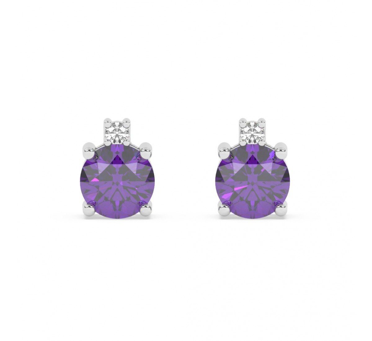 Silver Purple Stone Shining Earrings