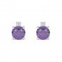 Silver Purple Stone Shining Earrings