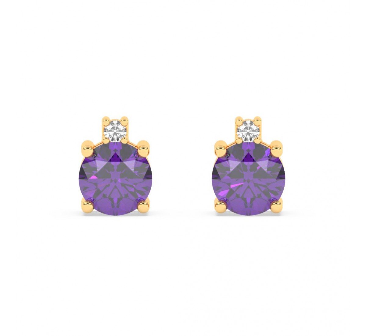 Gold Purple Stone Shining Earrings