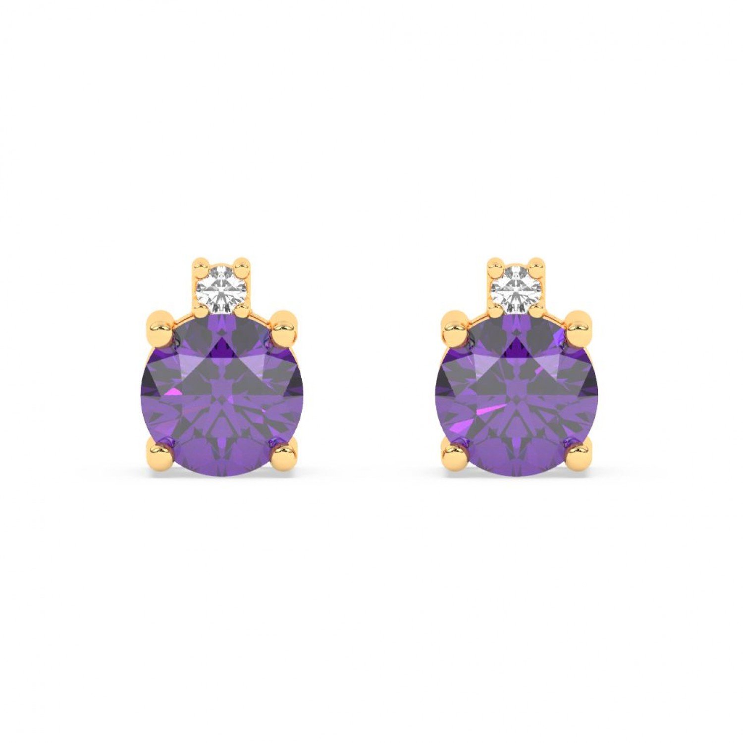 Gold Purple Stone Shining Earrings